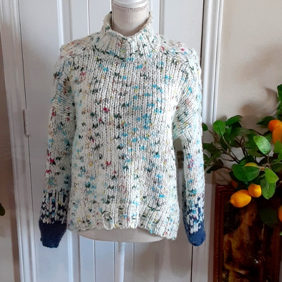 ANTHROPOLOGIE A Chunky Loose Weave *Alpaca Blend Boatneck Jumper Size Small - Picture 1 of 9